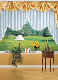 PLAUENER SPITZE Heimtextilien>M-Bogen-Store WEISS