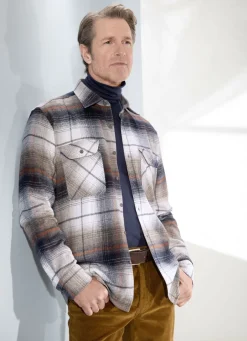 MILANO ITALY Hemden>-Overshirt ECRU-MARINE-TERRAKOTTA KARIERT