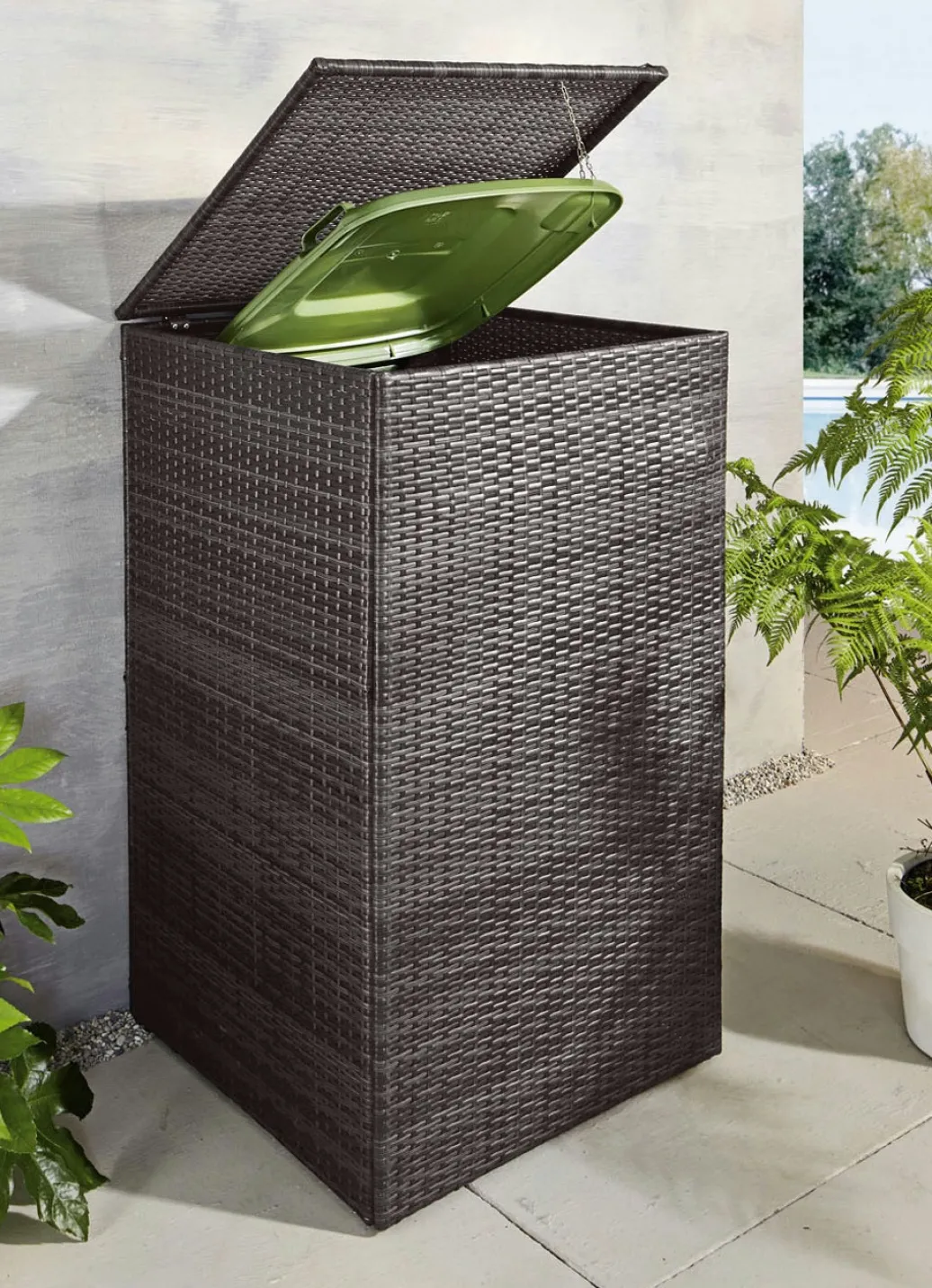 Gartengeräte Und Zubehör>Mülltonnenschrank aus witterungsbeständigem Kunststoffgeflecht