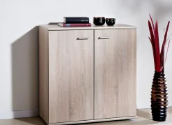 Möbel>Moderne Kommodenserie mit silberfarbenen Kunststoffgriffen