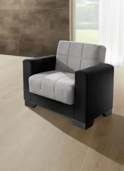 Möbel>Moderne Polstermöbel mit Bonnellfederkern SCHWARZ-SILBER