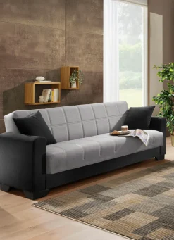 Möbel></noscript>Moderne Polstermöbel mit Bonnellfederkern SCHWARZ-SILBER