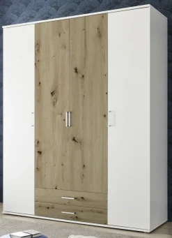 Möbel></noscript>Moderner Kleiderschrank auf Wunsch mit Aufbau-Service WEISS-EICHE