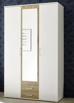 Möbel></noscript>Moderner Kleiderschrank auf Wunsch mit Aufbau-Service WEISS-EICHE