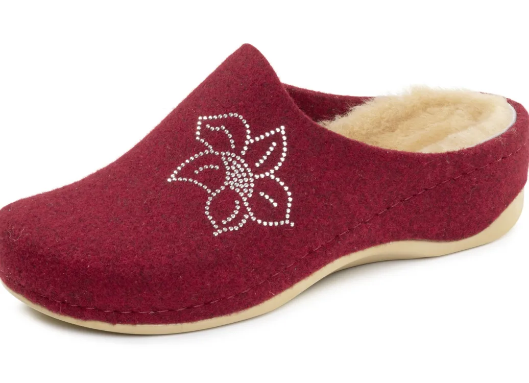 MUBB Schuhe|Damenschuhe>, gefütterte Damen-Hausschuhe, Weite H, mit Lammfell