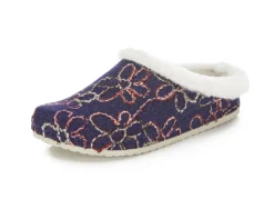 MUBB Schuhe|Damenschuhe>Wollfilz-Pantoffel mit bunter Blüten-Stickerei