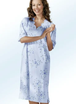 Nachtwäsche|Damenwäsche>Nachthemd, Kurzarm mit V-Ausschnitt