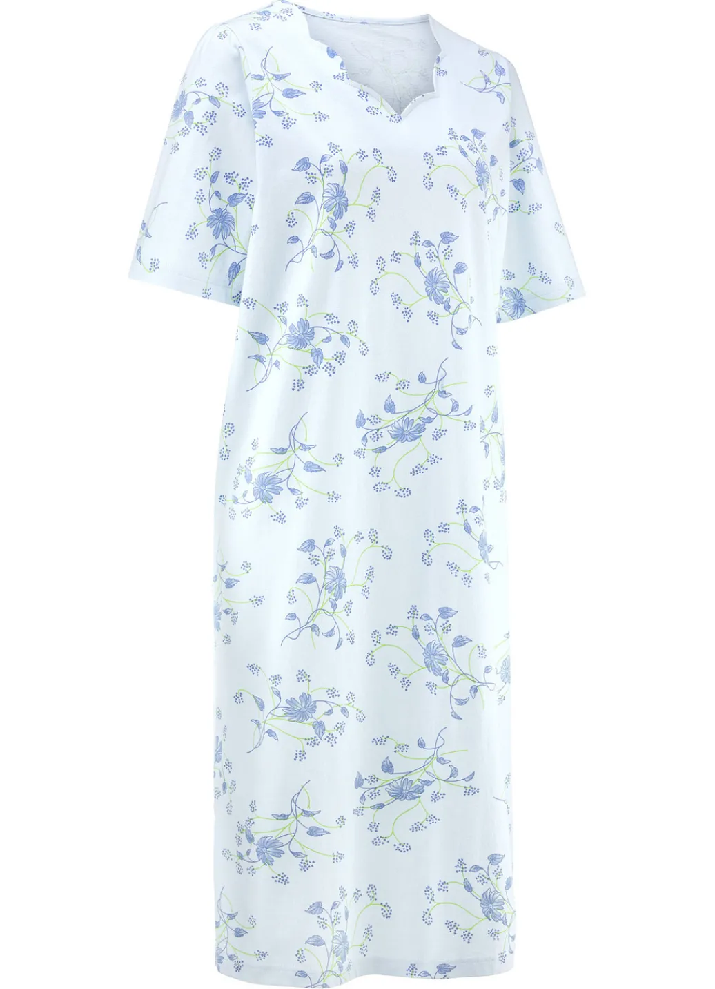 Nachtwäsche|Damenwäsche>Nachthemd, Kurzarm mit V-Ausschnitt