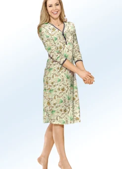 Nachtwäsche|Damenwäsche>Nachthemd, Langarm mit Knopfleiste