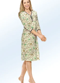 Nachtwäsche|Damenwäsche>Nachthemd, Langarm mit Knopfleiste