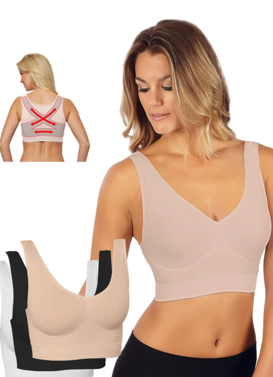 Bekleidung & Strümpfe|Damenwäsche>Nahtloser Komfort-BH 3er-Set