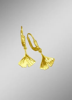 Damen-Goldschmuck>Ohrringe im Ginkgoblatt-Design