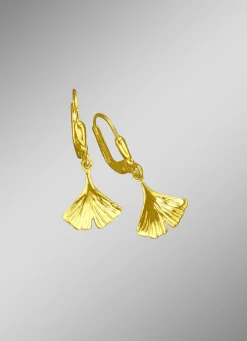 Damen-Goldschmuck>Ohrringe im Ginkgoblatt-Design