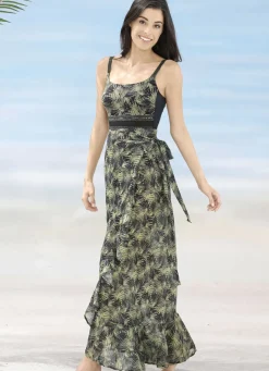 OLYMPIA BEACHFASHION Bade- & Strandmode|Kleider>Olympia Rock in Wickelform, reine Baumwolle SCHWARZ-OLIV