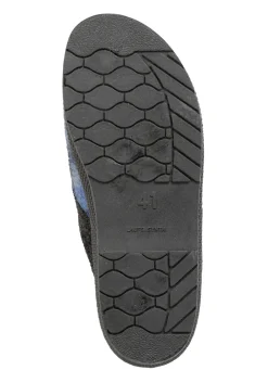 Herrenschuhe|Schuhe></noscript>Pantoffel aus kariertem Textilmaterial BLAU-GRAU