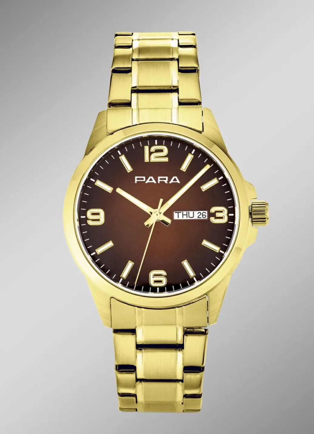 PARA Herrenuhren>-Quartz-Herrenuhr mit Stahlbandgehäuse