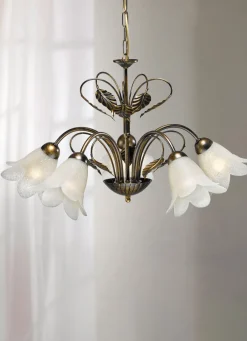 Möbel>Pendelleuchte aus Metall mit dekorativem Blattwerk BRAUN SCHWARZ-GOLD