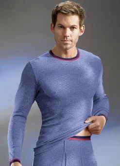 PERMATHERM Herrenwäsche|Wäsche>Zweierpack Schlupfjacken, langarm, Winterwäsche 1X JEANSBLAU MELIERT, 1X ANTHRAZIT MELIERT