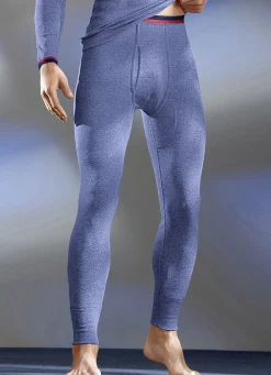 PERMATHERM Herrenwäsche|Wäsche>Zweierpack Unterhosen, lang, Winterwäsche 1X JEANSBLAU MELIERT, 1X ANTHRAZIT MELIERT
