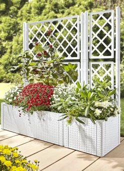 Blumentöpfe & Pflanzgefäße>Pflanzkasten in moderner Rattan-Optik
