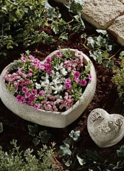 Blumentöpfe & Pflanzgefäße></noscript>Pflanzschale Herz, 2-teilig STEINGRAU