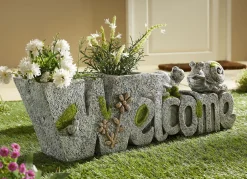 Blumentöpfe & Pflanzgefäße>Pflanztopf Welcome GRAU