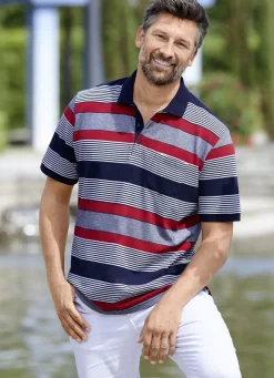 Shirts & Sweatshirts>Poloshirt mit Brusttasche MARINE-ROT-WEISS