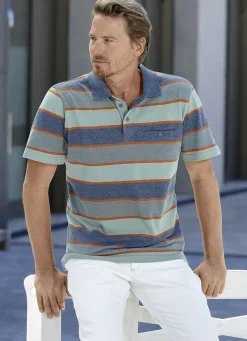 Shirts & Sweatshirts>Poloshirt mit Brusttasche JEANSBLAU-GRÜN