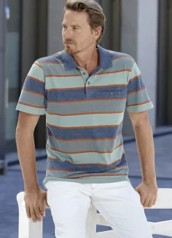 Shirts & Sweatshirts>Poloshirt mit Brusttasche JEANSBLAU-GRÜN