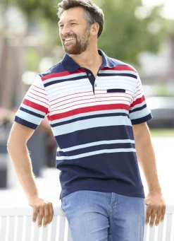 Shirts & Sweatshirts>Poloshirt mit Brusttasche MARINE-WEISS-ROT