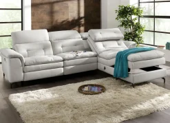 Möbel></noscript>Polsterecke mit verstellbarer Kopfstütze und Ottomane