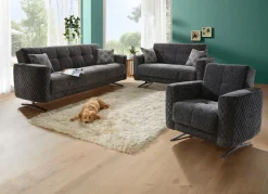 Möbel></noscript>Polstermöbel mit Bettfunktion und Dekokissen