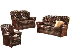 Möbel></noscript>Polstermöbel mit Bezug aus echtem Leder