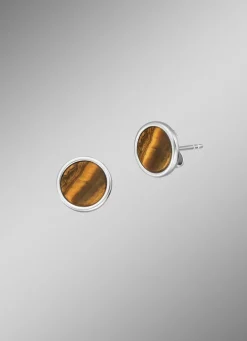 ENGELSRUFER Damen-Edelsteinschmuck>Powerful Stone Ohrstecker mit Tigerauge BRAUN