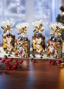Weihnachtsleckereien|Weihnachtliche Geschenkideen>Präsenttüte Herbst-Kätzchen aus Papier, 4er-Set BUNT