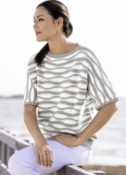 Pullover & Strickmode>Pulli in Garnmix GRAU-WEISS