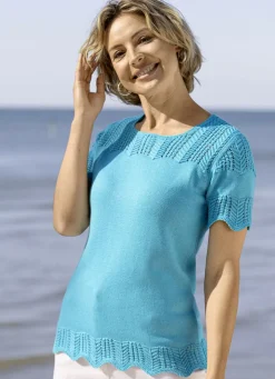 Pullover & Strickmode>Pulli mit Wellenabschlüssen TÜRKIS