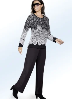 Pullover & Strickmode|Abendmode></noscript>Pullover aus weichem Material SCHWARZ-ECRU