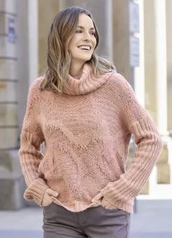 Tizia Pullover & Strickmode>Pullover in aufwendiger Struktur mit Glitzer LACHS-LACHS MELIERT