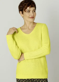 Pullover & Strickmode>Pullover in dekorativer Struktur GELB