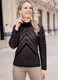 Abendmode|Pullover & Strickmode>Pullover in doppellagiger Optik SCHWARZ-CAMEL