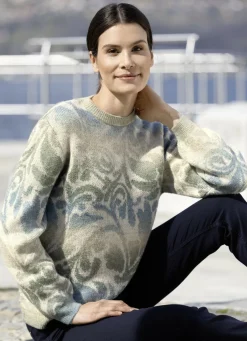 Abendmode|Pullover & Strickmode>Pullover in edlem Farbverlauf CREME-GRÜN-HELLBLAU