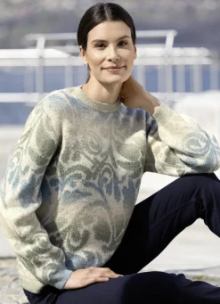 Abendmode|Pullover & Strickmode>Pullover in edlem Farbverlauf CREME-GRÜN-HELLBLAU