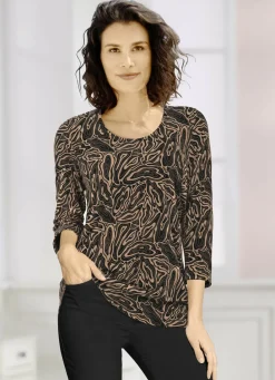 KLAUS MODELLE MADE IN GERMANY Pullover & Strickmode>Pullover in Feinstrick SCHWARZ-CAMEL