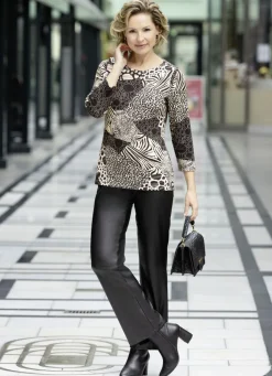 KLAUS MODELLE MADE IN GERMANY Abendmode|Pullover & Strickmode></noscript>Pullover in Feinstrick SCHWARZ-BEIGE