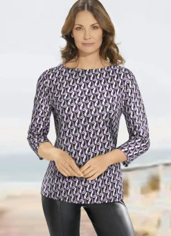 KLAUS MODELLE MADE IN GERMANY Abendmode|Pullover & Strickmode>Pullover in Feinstrick LILA-ECRU-ANTHRAZIT