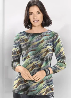 KLAUS MODELLE MADE IN GERMANY Pullover & Strickmode>Pullover in Feinstrick GRÜN-BLAU-MULTICOLOR