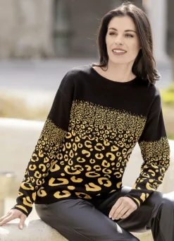 Pullover & Strickmode>Pullover in Jacquard-Dessin SCHWARZ-GELB