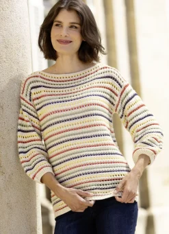 Pullover & Strickmode>Pullover in Ringeldessin ECRU-MULTICOLOR