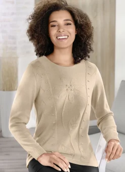 Pullover & Strickmode>Pullover mit aufwendiger Strukturblüte